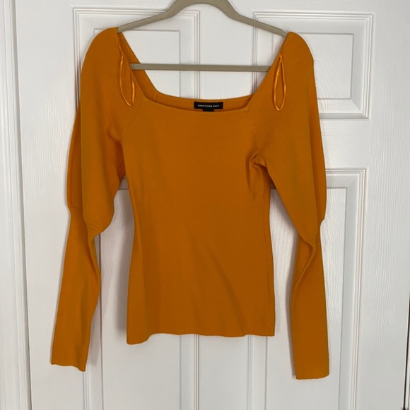 Something Navy Square Neck Mustard Sweater - Picture 2 of 2